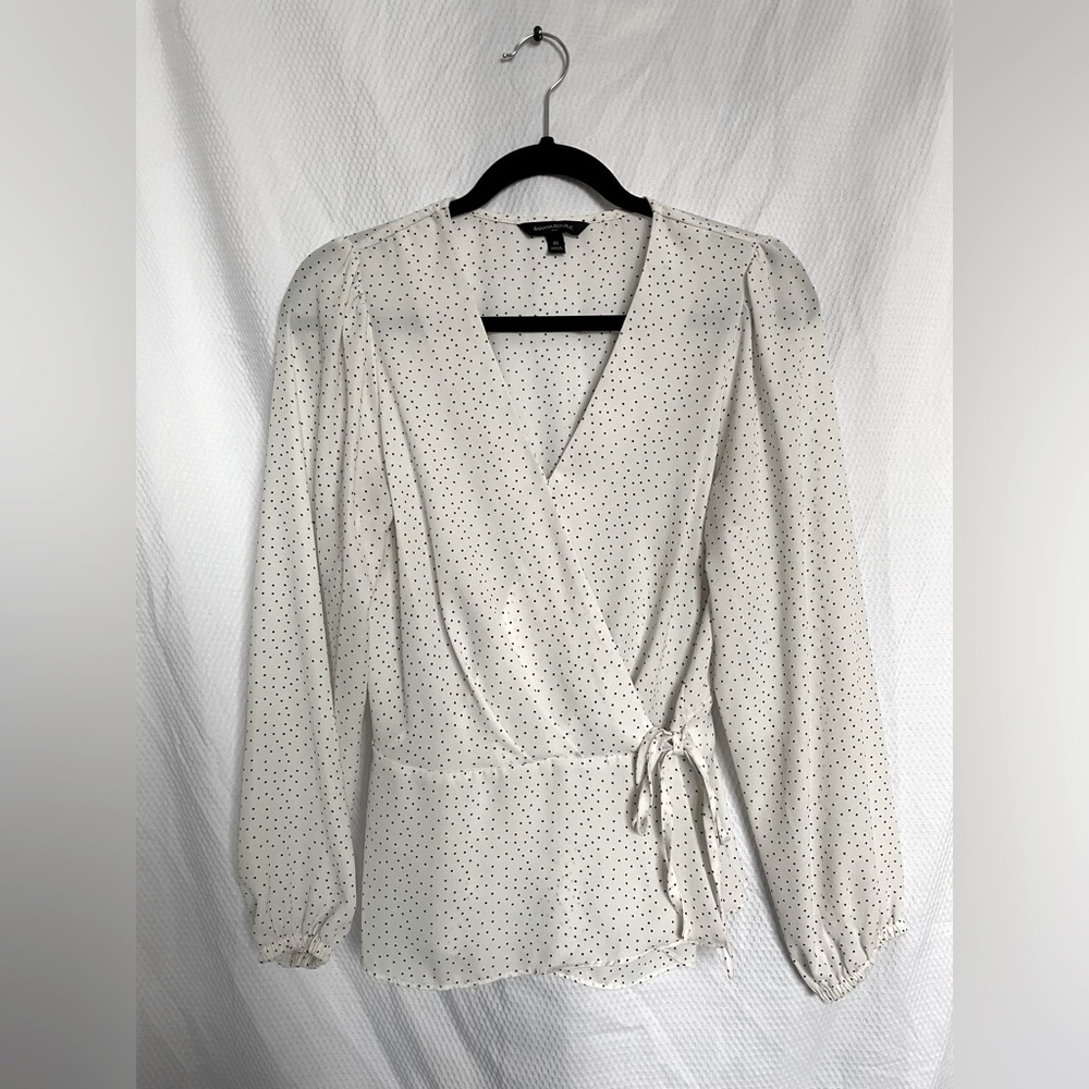 Polka Dot Peplum Wrap Blouse